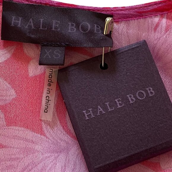 NWT Hale Bob Grace Pink Red Mini Dress, Wisteria, Empire Waist Sz XS, Ruffle - Picture 5 of 7